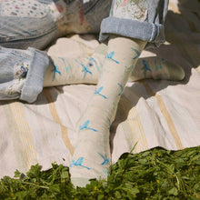 Load image into Gallery viewer, Socks that Protect Pollinators - Medium (Beige Hummingbirds)