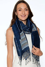 Load image into Gallery viewer, Kalya Wool & Cotton Shawl: Black & Silver