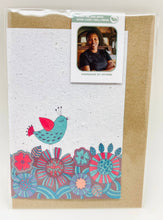 Load image into Gallery viewer, Growing Paper greeting card - Blue Bird: Plastic Sleeve