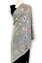 Load image into Gallery viewer, Gray Rajika Embroidered Floral Shawl