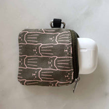 Load image into Gallery viewer, Fabric Earbuds Case - Earbuds Holder - Cute Tech Accessory -Navy Mauve