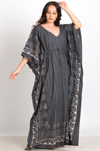 Load image into Gallery viewer, Spiral Block Print Kaftan Dresses: Indigo