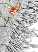 Load image into Gallery viewer, Gray Rajika Embroidered Floral Shawl