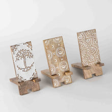 Load image into Gallery viewer, Vasai Mango Wood Phone Stand - Mandala *