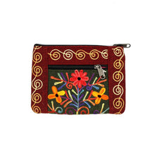 Load image into Gallery viewer, Embroidered Floral 2-Zip Accessory Purse