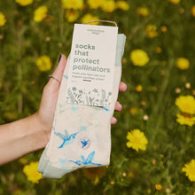 Load image into Gallery viewer, Socks that Protect Pollinators - Medium (Beige Hummingbirds)