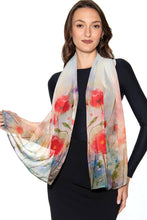 Load image into Gallery viewer, Aloka Cupro Floral Scarves: Sage & Indigo