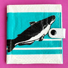 Load image into Gallery viewer, Recycled Feed Bag Wallet - Slim Vegan Wallet - Whale Fish