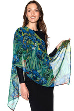 Load image into Gallery viewer, Aloka Cupro Floral Scarves: Sage & Indigo