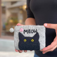 Load image into Gallery viewer, Cat's Meow Felt Coin Purse - Heather Gray