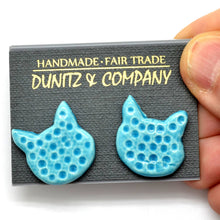 Load image into Gallery viewer, Colorful Ceramic Cat Stud Earrings - Fair Trade & Handmade