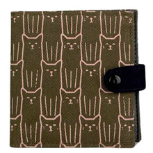 Load image into Gallery viewer, Slim Canvas Square Wallet - Cute Cat Print - Vegan Wallet : Black