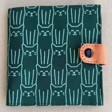 Load image into Gallery viewer, Slim Canvas Square Wallet - Cute Cat Print - Vegan Wallet : Black