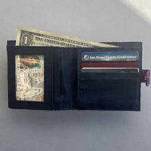 Load image into Gallery viewer, Slim Canvas Square Wallet - Cute Cat Print - Vegan Wallet : Black