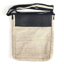 Load image into Gallery viewer, Vegan Recycled Inner Tube and Hemp Urban Crossbody Bag: Charcoal
