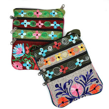 Load image into Gallery viewer, Embroidered Floral 5-Zip Crossbody Bag