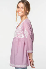 Load image into Gallery viewer, Ramani Embroidered Tops: White & Purple / L/XL