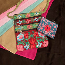 Load image into Gallery viewer, Embroidered Floral 5-Zip Crossbody Bag