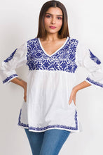 Load image into Gallery viewer, Ramani Embroidered Tops: White & Purple / L/XL
