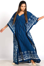 Load image into Gallery viewer, Spiral Block Print Kaftan Dresses: Steel Grey