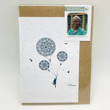 Load image into Gallery viewer, Growing Paper greeting card - Mandala Balloons: Plastic Sleeve