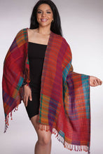 Load image into Gallery viewer, Kalya Wool & Cotton Shawl: Black & Silver