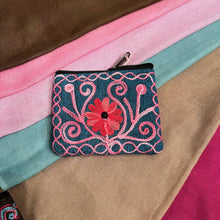 Load image into Gallery viewer, Embroidered Floral Coin Purse
