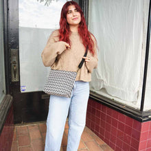Load image into Gallery viewer, Medium Canvas Handbag - Geometric Purse - Vegan Crossbody: Forest Green