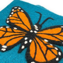 Load image into Gallery viewer, Monarch on Blue Square Felt Trivet