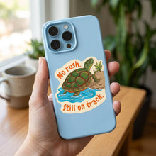 Load image into Gallery viewer, Turtle Sticker - No rush. Still on track. | Woodland Wisdom Collection