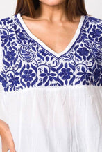 Load image into Gallery viewer, Ramani Embroidered Tops: White & Purple / S/M