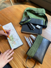 Load image into Gallery viewer, Vegan Recycled Inner Tube and Hemp Urban Crossbody Bag: Olive