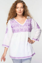 Load image into Gallery viewer, Ramani Embroidered Tops: White & Purple / S/M