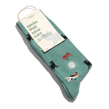 Load image into Gallery viewer, Socks that Save Cats - Medium (Teal Cats)