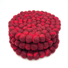 Load image into Gallery viewer, Red Marbled Felt Ball Trivet