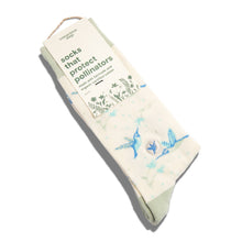 Load image into Gallery viewer, Socks that Protect Pollinators - Medium (Beige Hummingbirds)