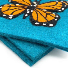 Load image into Gallery viewer, Monarch on Blue Square Felt Trivet