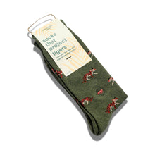 Load image into Gallery viewer, Socks that Protect Tigers - Small (Green Tigers)