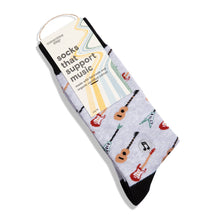 Load image into Gallery viewer, Socks that Support Music - Small (Gray Guitars)