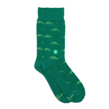 Load image into Gallery viewer, Socks that Give Books - Medium (Green Dinosaurs)