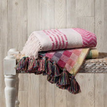 Load image into Gallery viewer, Rainbow Gingham Rethread Throw Blanket