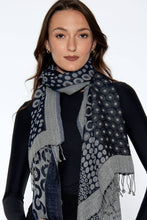 Load image into Gallery viewer, Kalya Wool & Cotton Shawl: Black & Silver