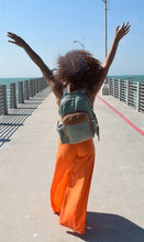 Load image into Gallery viewer, Hemp Cotton Backpack in Olive Green and Light Brown