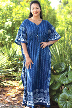 Load image into Gallery viewer, Spiral Block Print Kaftan Dresses: Steel Grey