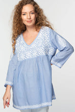 Load image into Gallery viewer, Ramani Embroidered Tops: White & Purple / L/XL