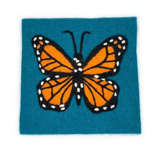 Load image into Gallery viewer, Monarch on Blue Square Felt Trivet