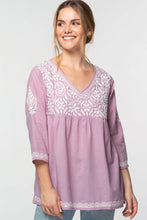 Load image into Gallery viewer, Ramani Embroidered Tops: White & Purple / L/XL