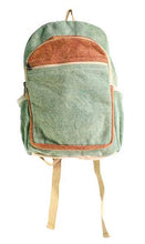 Load image into Gallery viewer, Hemp Cotton Backpack in Olive Green and Light Brown