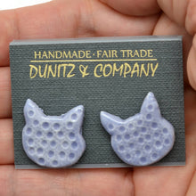 Load image into Gallery viewer, Colorful Ceramic Cat Stud Earrings - Fair Trade & Handmade