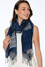 Load image into Gallery viewer, Kalya Wool & Cotton Shawl: Black & Silver